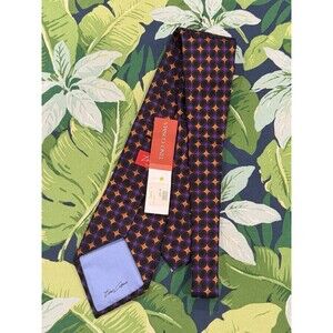 Tino Cosma Italy Men's Tie Geometric Medallion Purple Orange Black $95